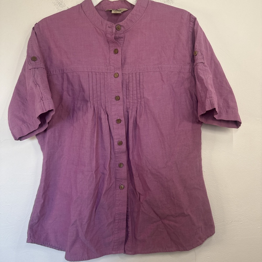 Woolrich Women's Purple Medium Short Sleeve Button Down Shirt Western Cowgirl